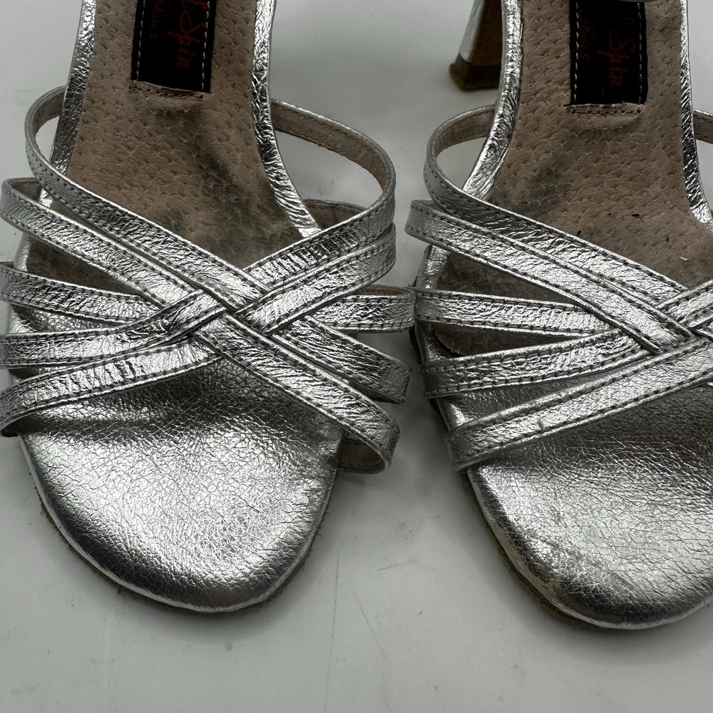 Natural Spin Strappy Tango Heels Dance Shoes Silver Women's Size 5.5 MSRP $106 - Picture 2 of 15